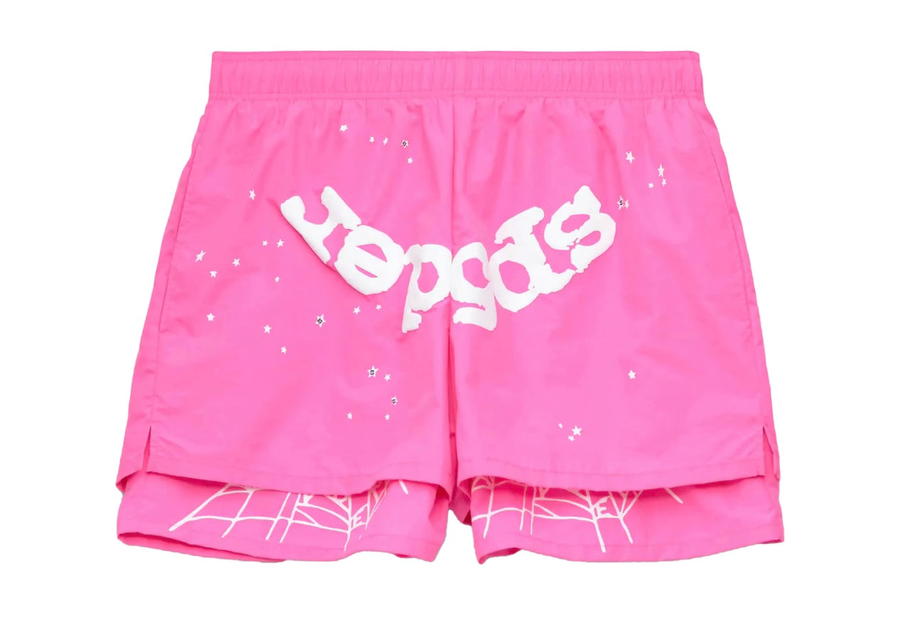 SP5DER OG Web Double Layer Shorts Pink