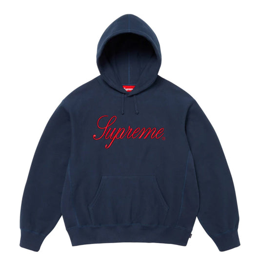 Supreme Embroided Script Hoodie Navy