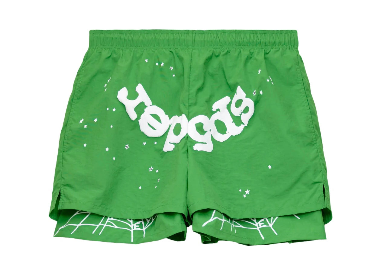 SP5DER OG Web Double Layer Shorts Green