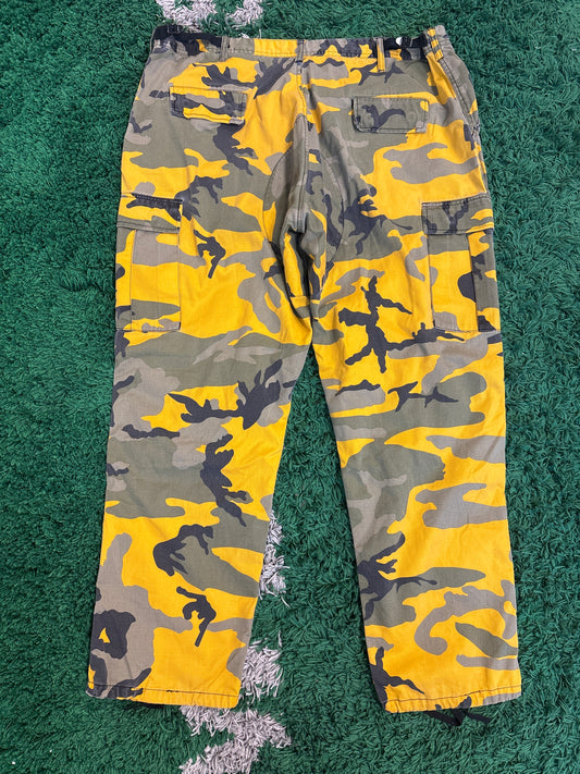 vintage yellow camo pants