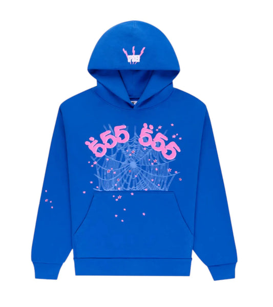 Sp5der Angel Number Hoodie Blue