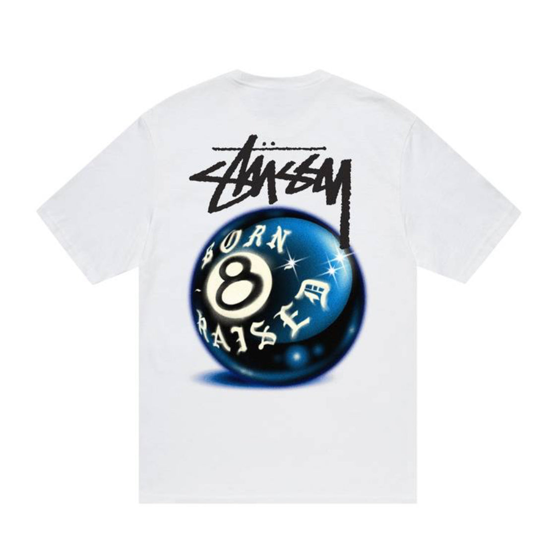 Stussy x BornxRaised 8 Ball Tee White