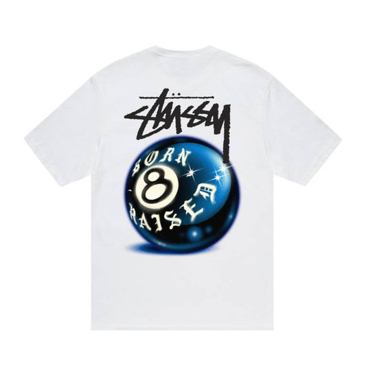 Stussy x BornxRaised 8 Ball Tee White
