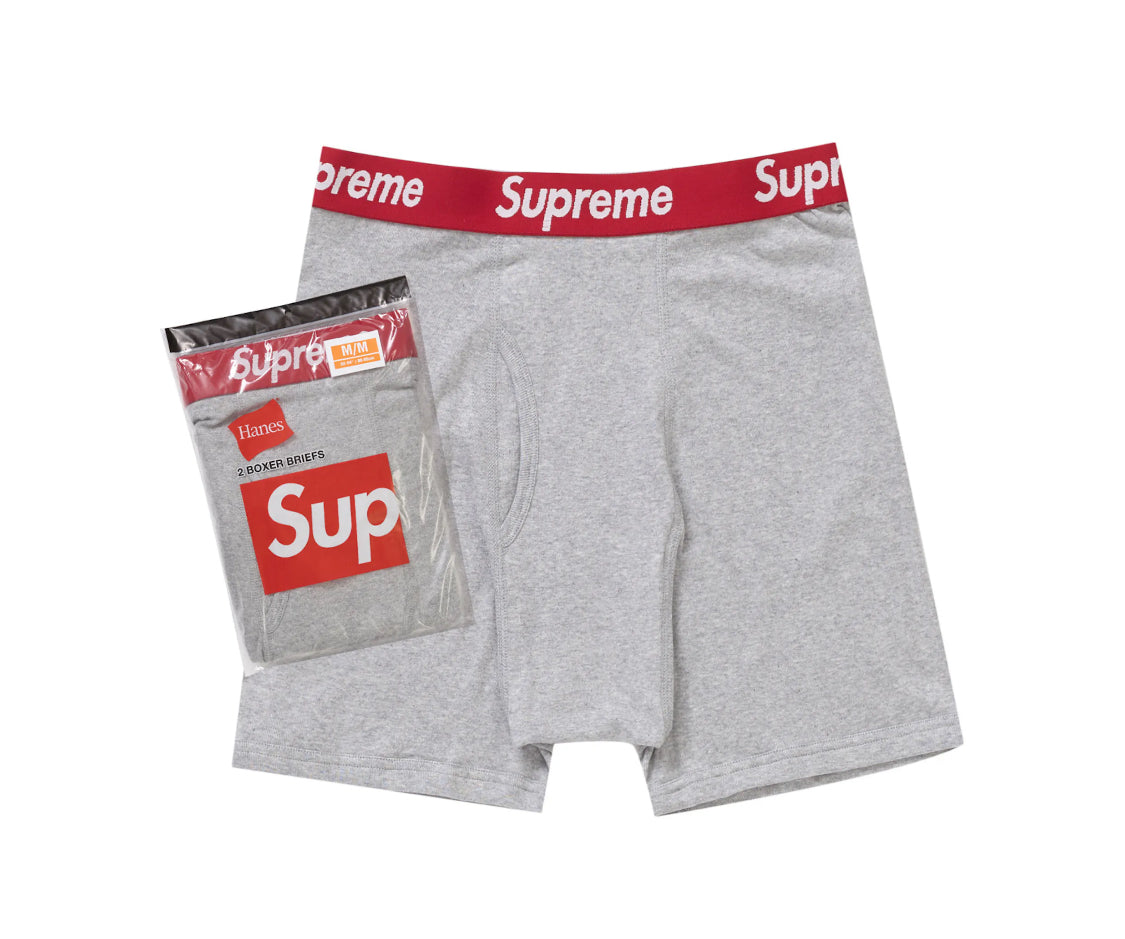 Supreme Hanes Boxer Briefs Heather Grey (2 Pack)