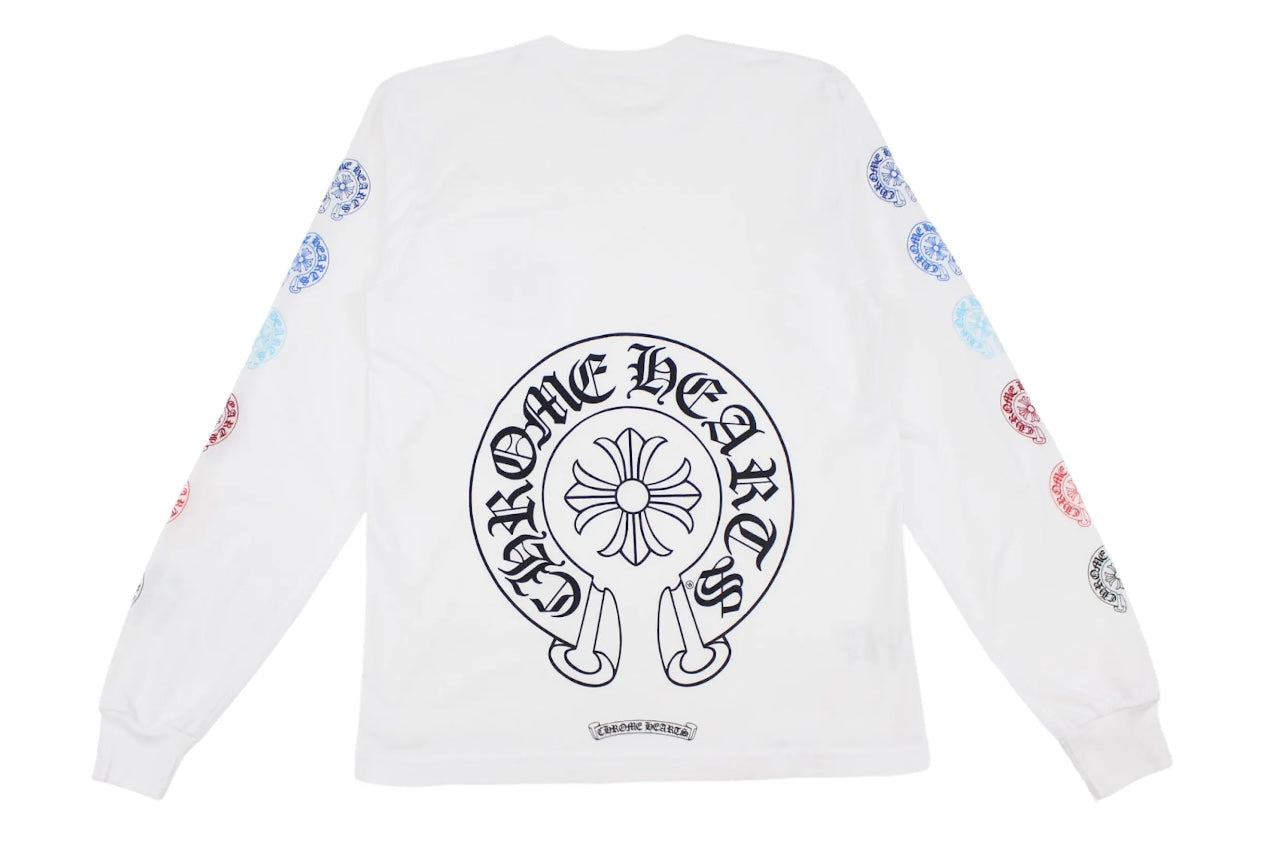 Chrome Hearts Multi Color Horse Shoe L/S Tee White