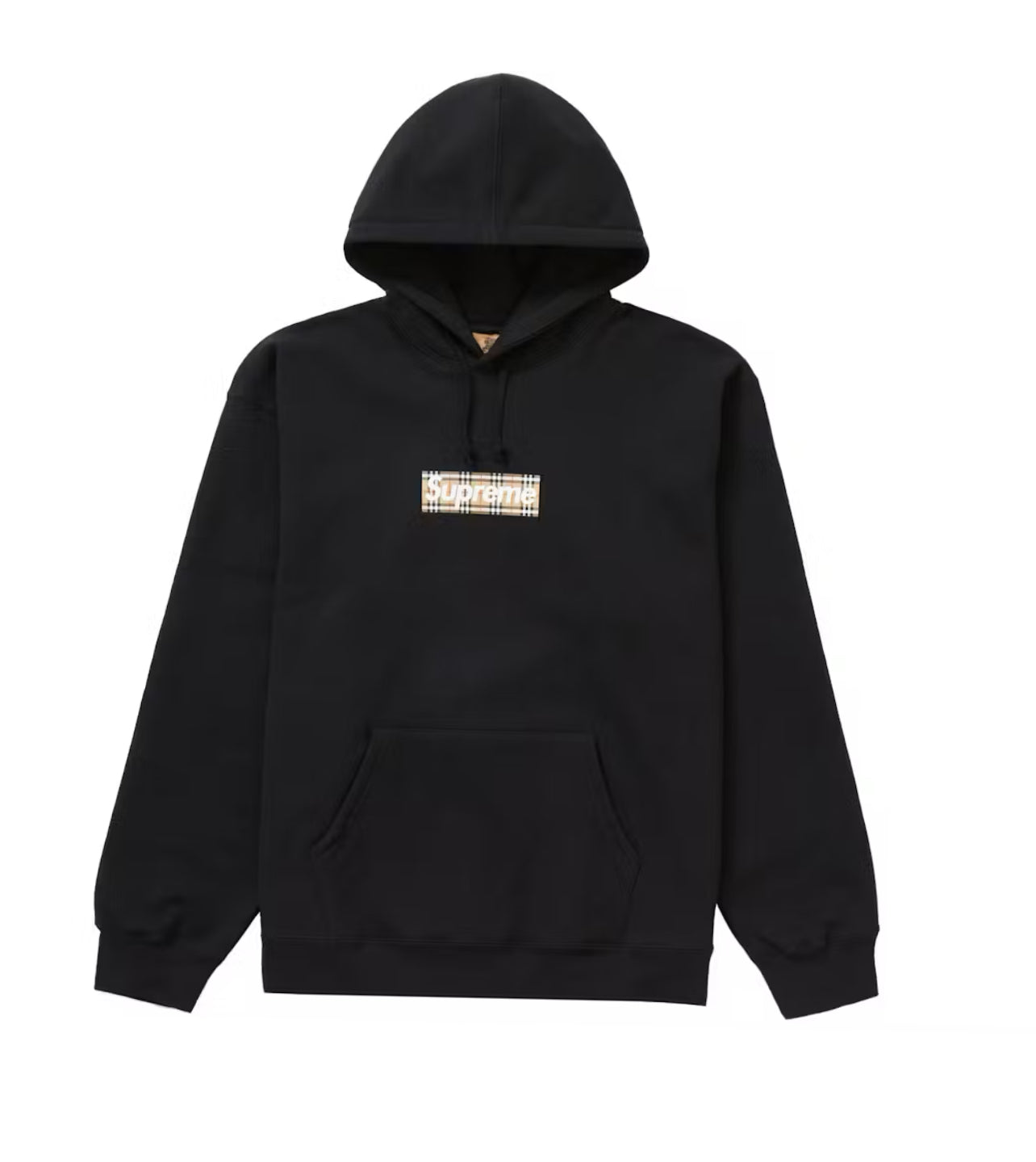 Supreme Burberry Box Logo Hooded Sweatshirt Black
