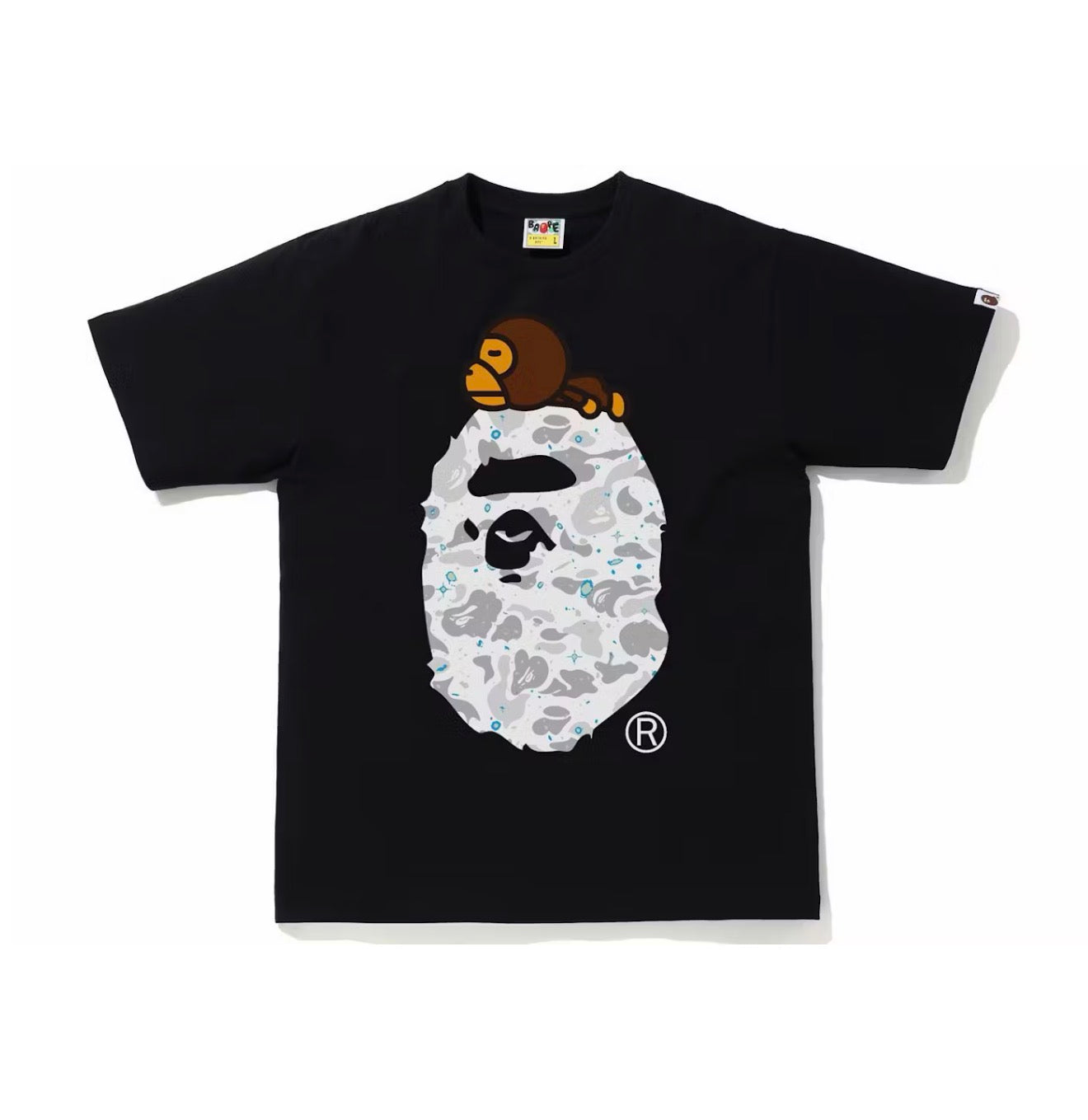Bape Space Camo Milo On Big Ape Tee Black