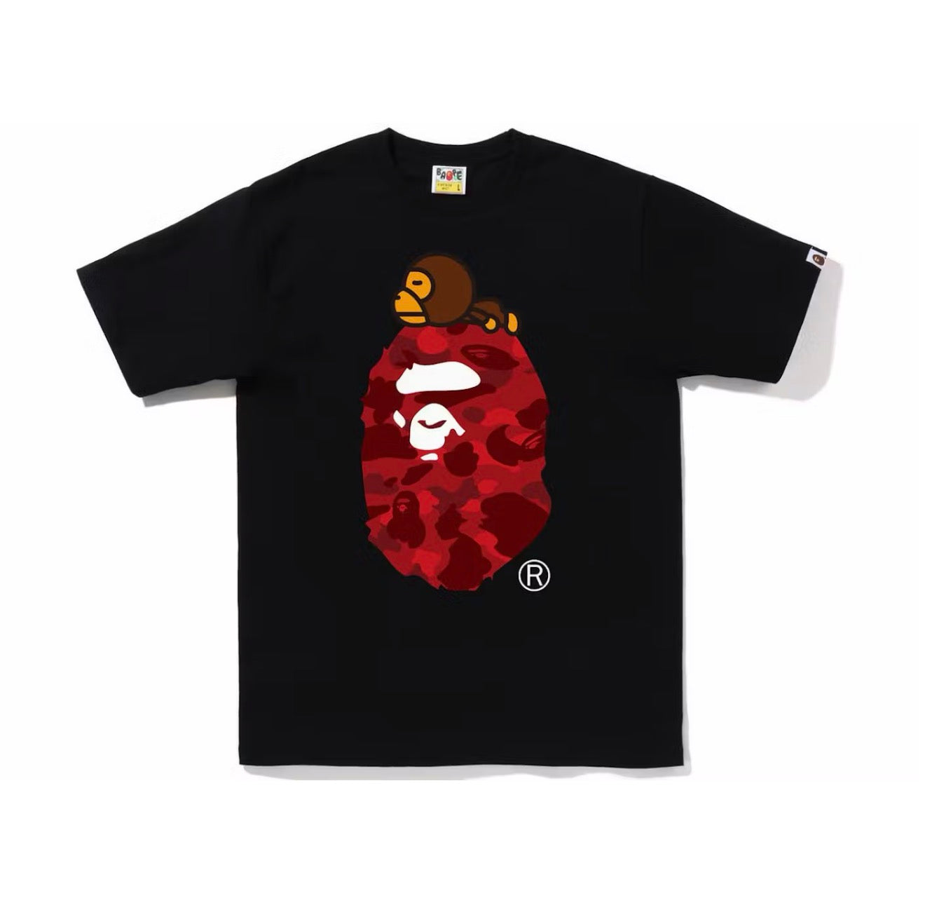 Bape Color Camo Milo On Big Ape Tee Black/Red