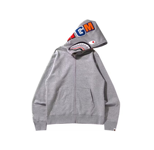 Bape Shark Full Zip Hoodie Grey