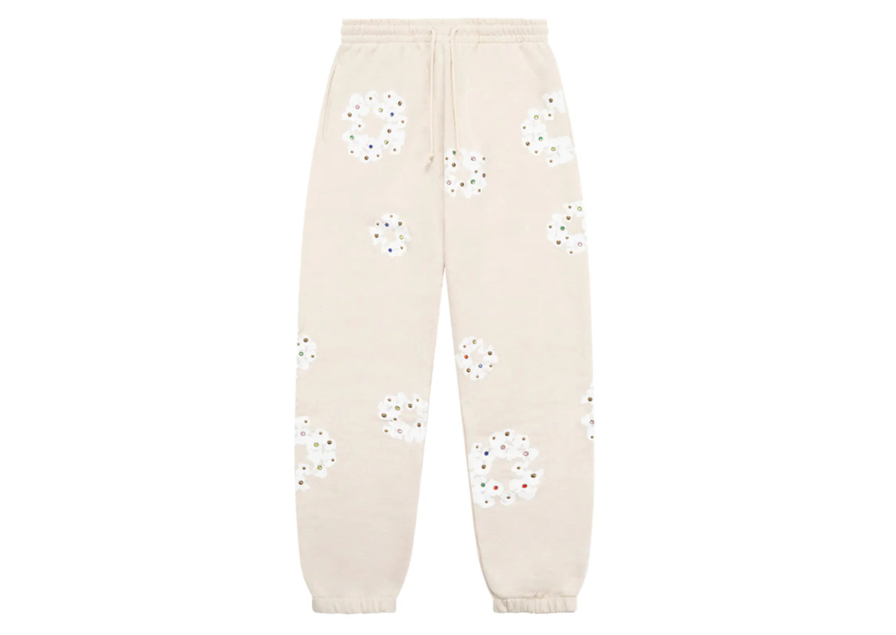 Denim Tears Rhinestone Cotton Wreath Sweatpants Oatmeal