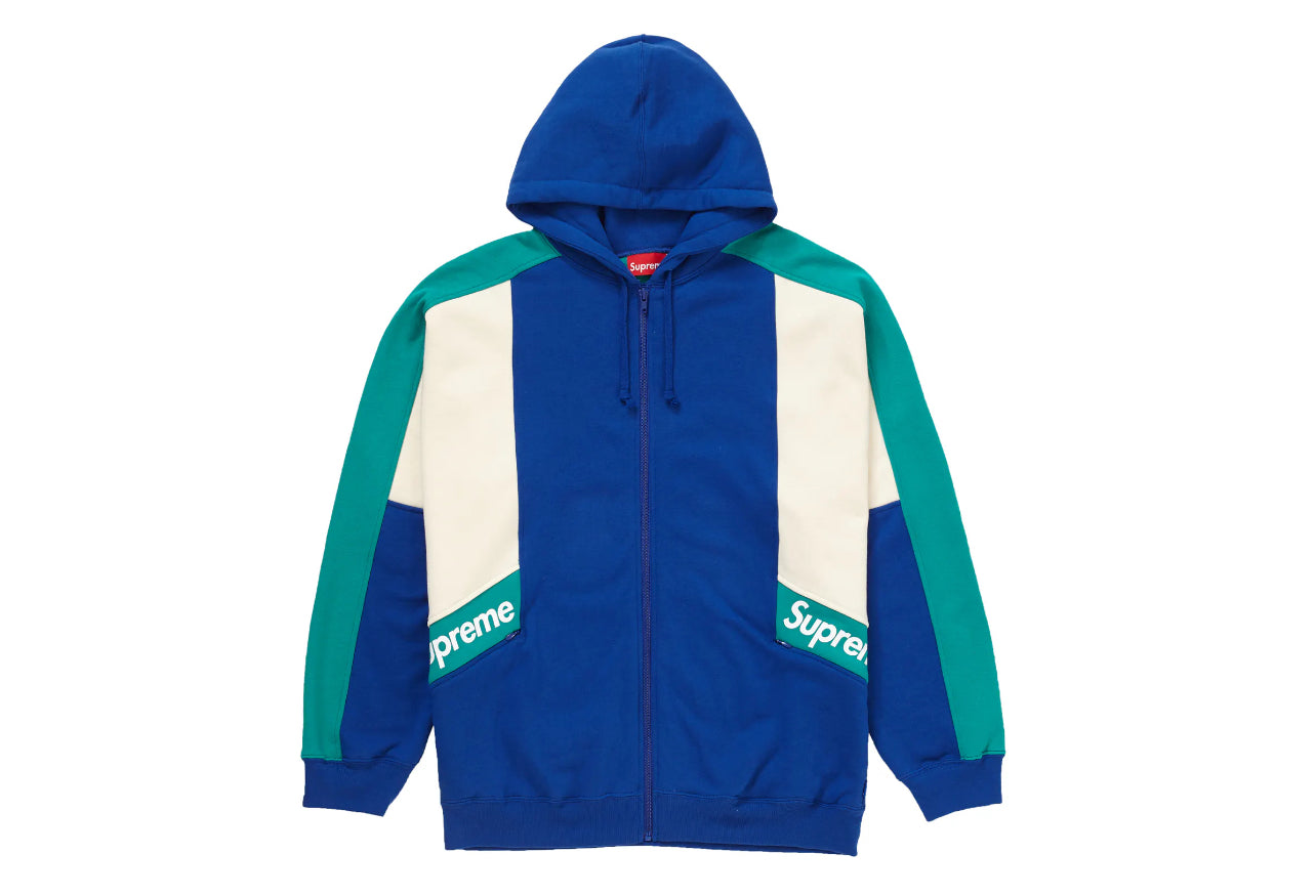 Supreme Color Blocked Zip Up Hoodie Royal