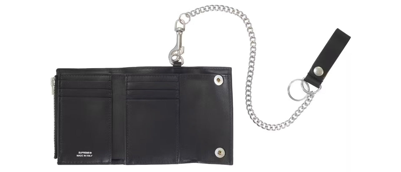 Supreme Leather Chain Wallet SS26 Black