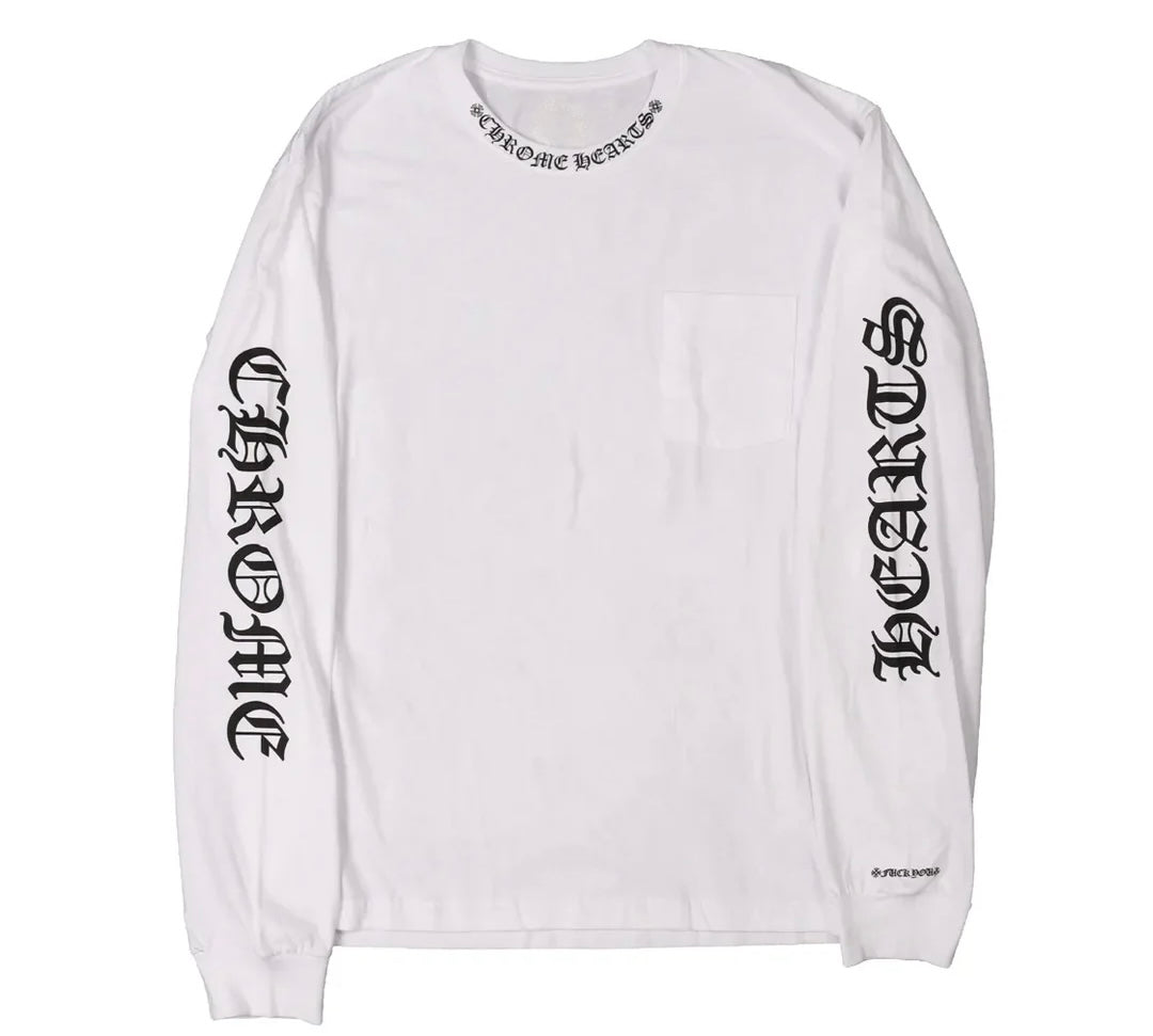 Chrome Hearts Neck Logo L/S Pocket Tee White