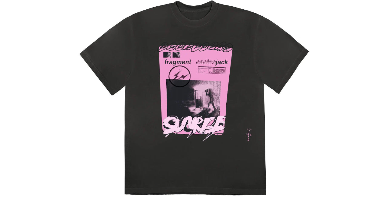 Travis Scott Cactus Jack For Fragment Pink Sunrise T-Shirt Washed Black