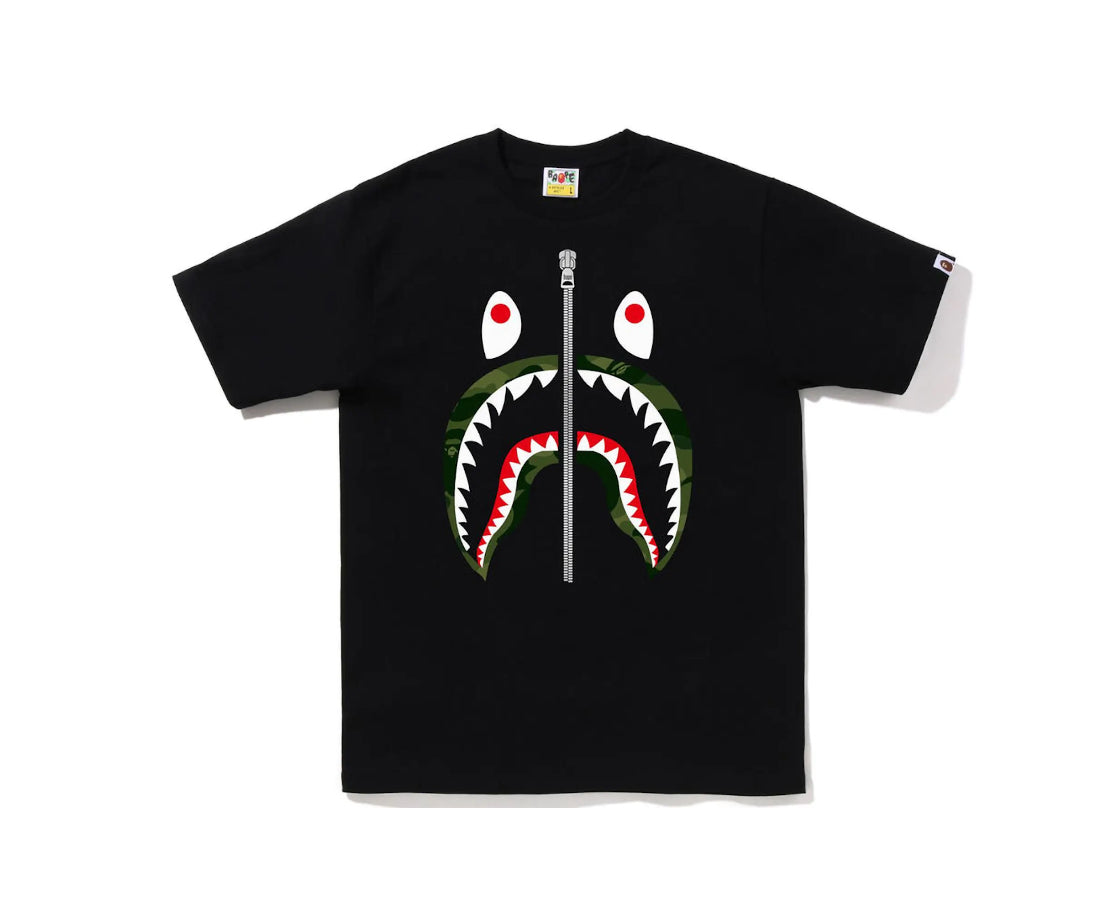 Bape Color Camo Shark Tee Black/Green