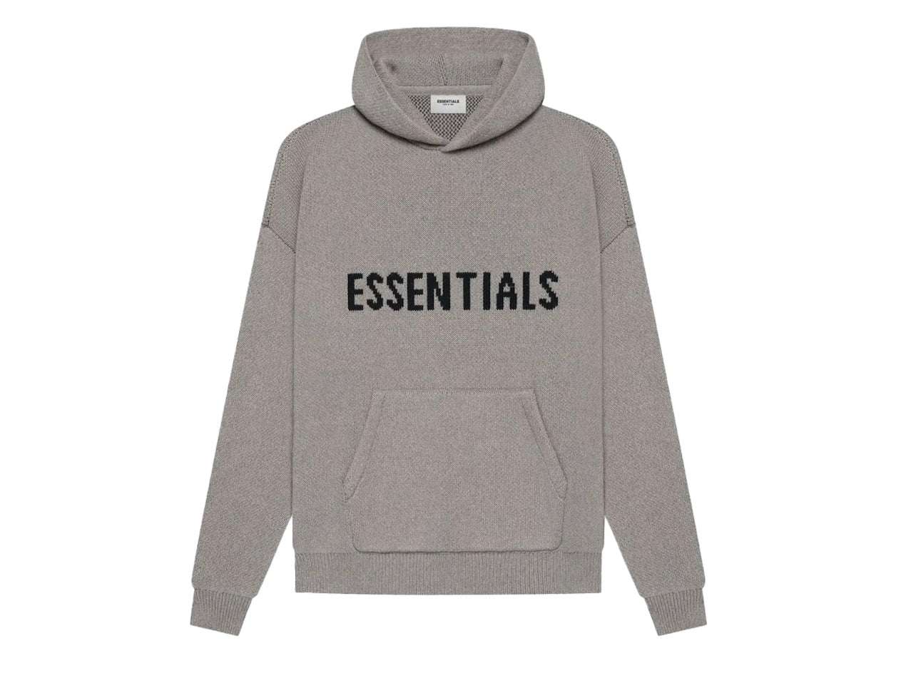 Fear of God Essentials Knit Pullover Hoodie Dark Heather Oatmeal