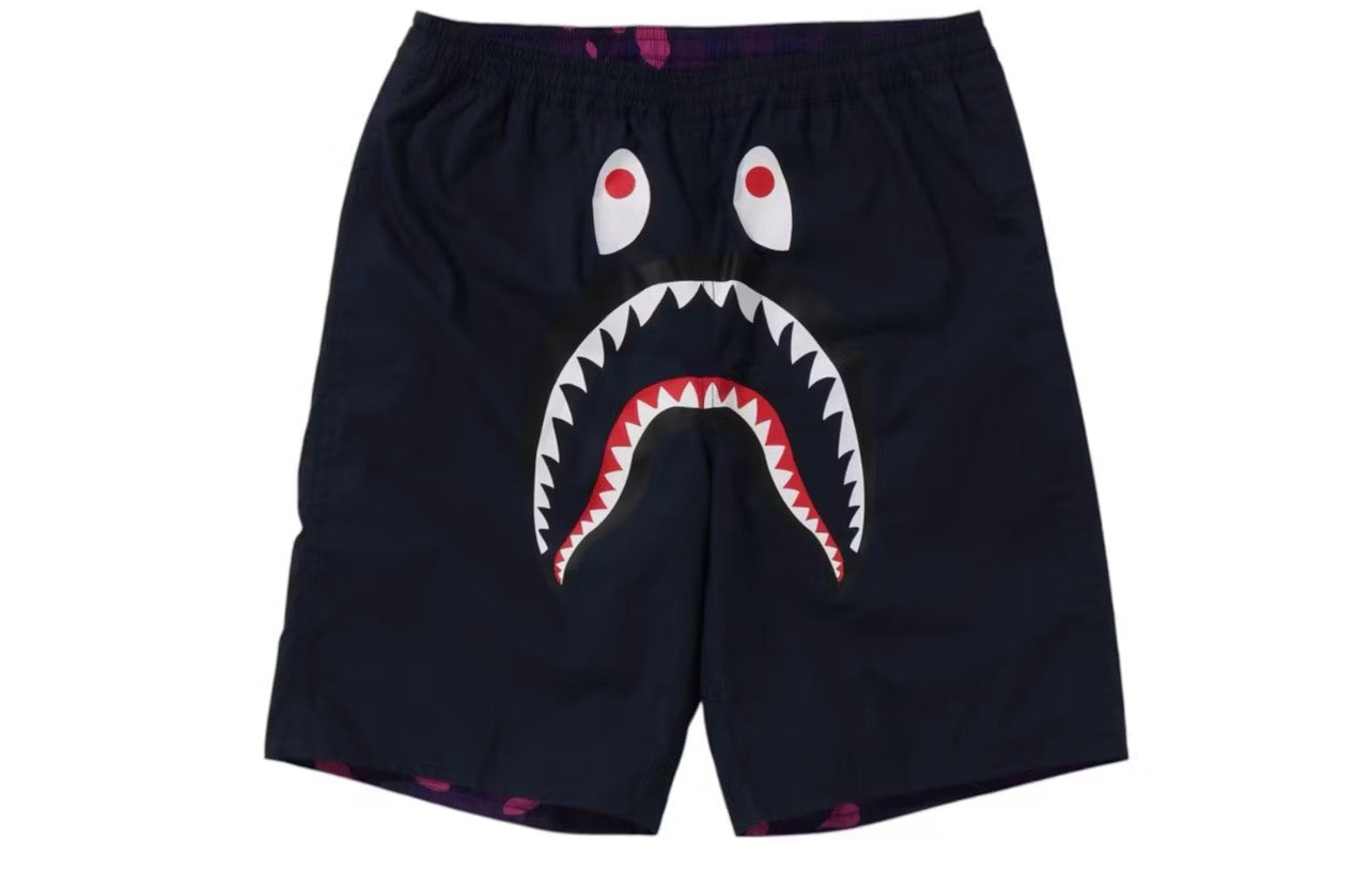 Bape Color Camo Shark Reversible Shorts Purple Navy