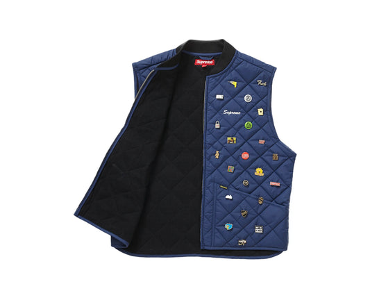 Supreme Pins Quilted Work Vest Navy