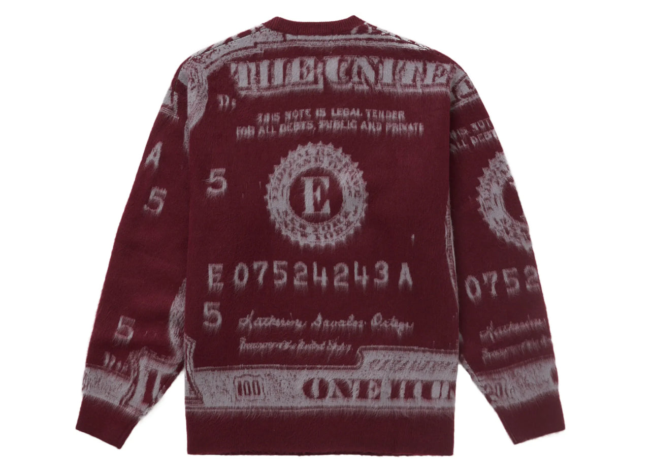 Supreme Money Sweater Burgundy