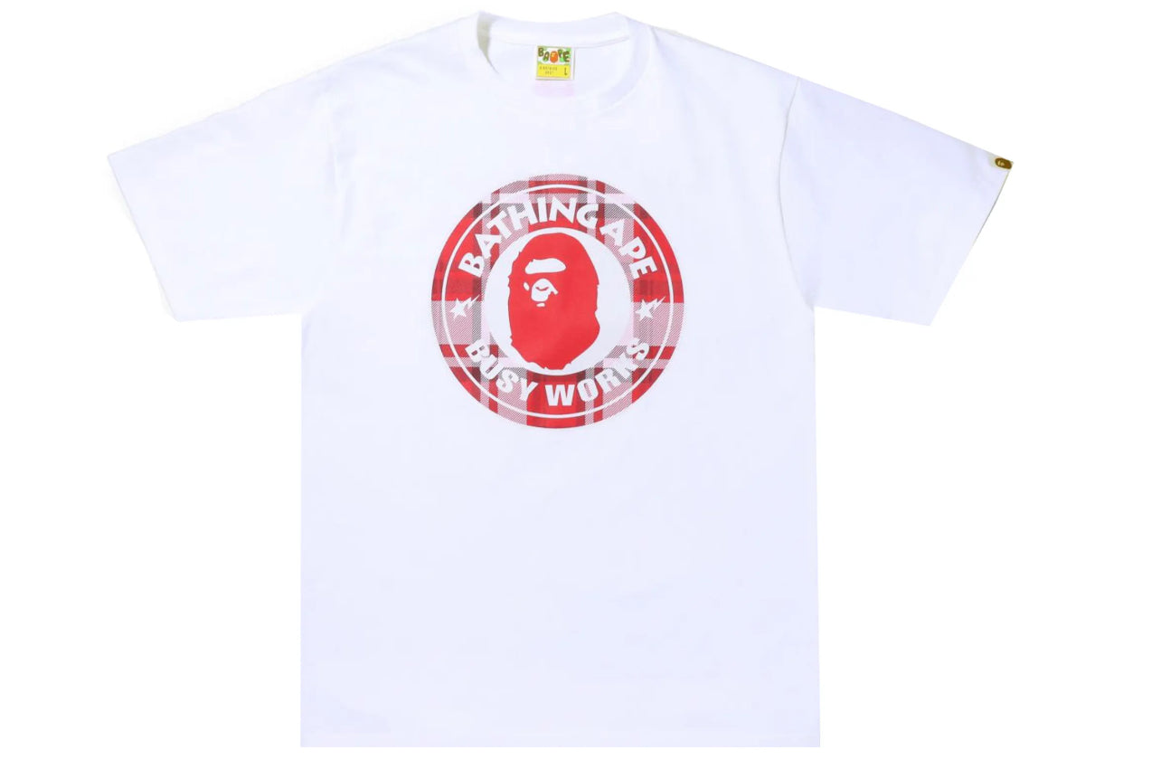 Bape Check Gift Busy Works Tee White