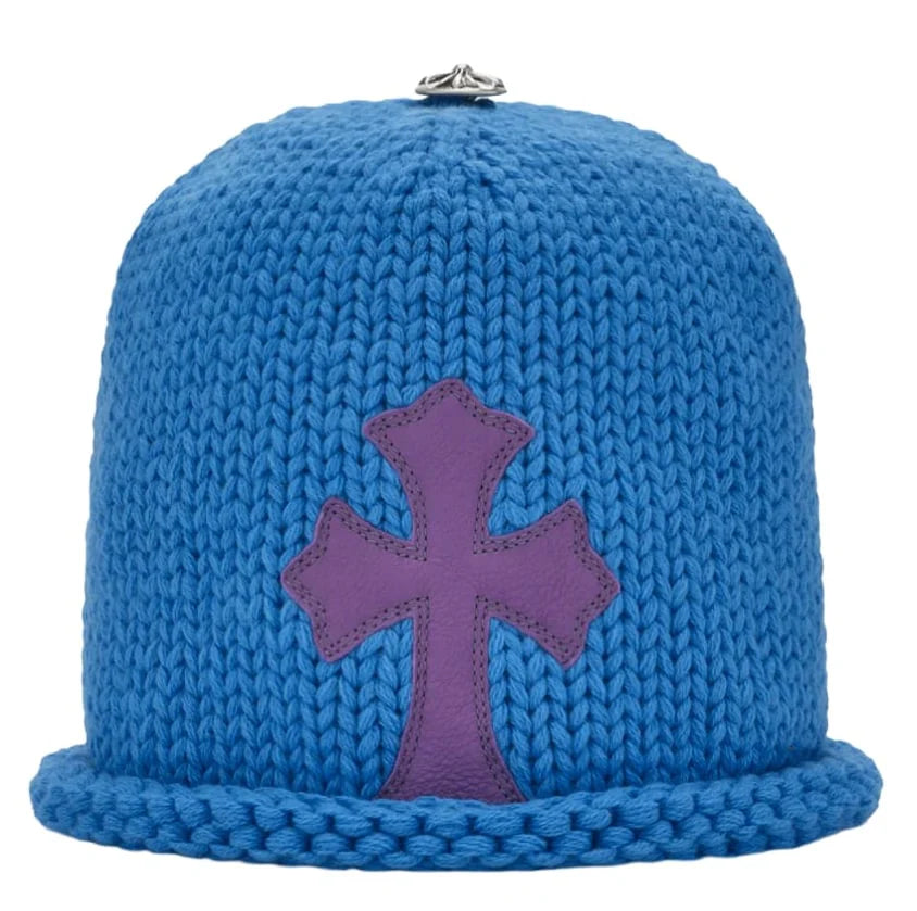 Chrome Hearts Blue Purple Cross Patch Knit Beanie