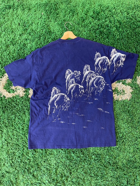 Vintage Buffalo Racing Horses Tee Purple