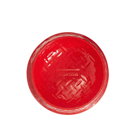 Supreme Diamond Plate Dog Bowl Red