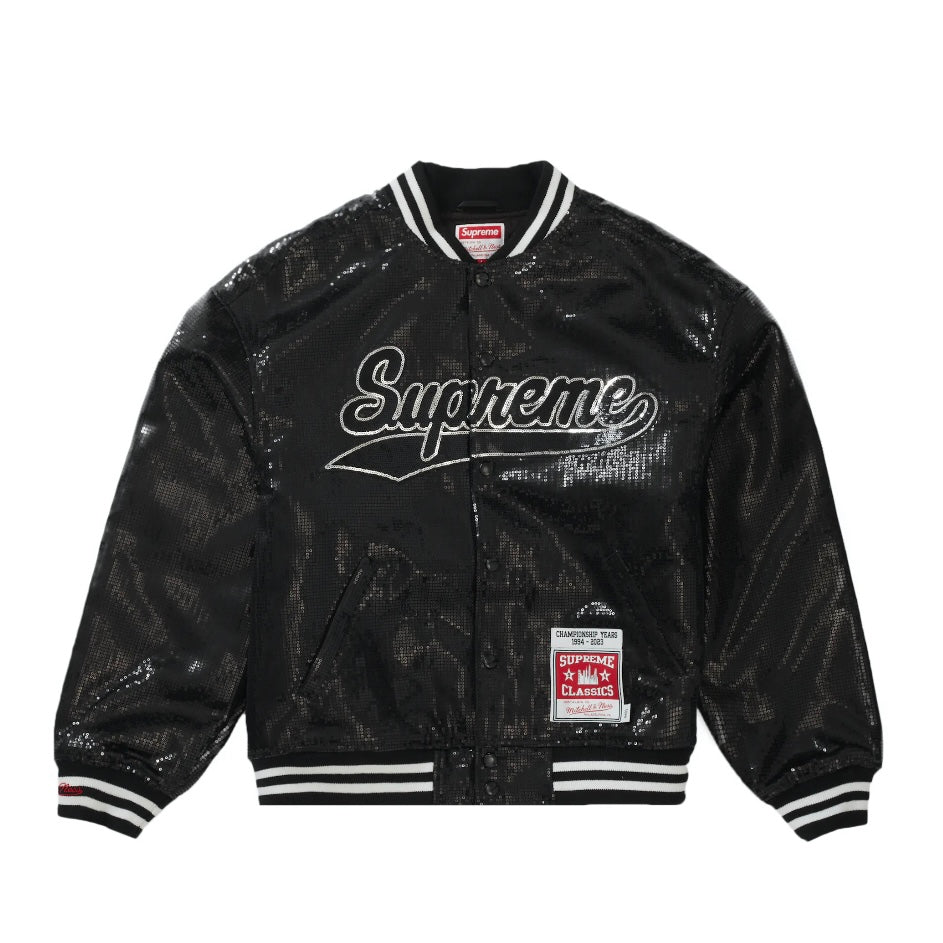 Supreme x Mitchell & Ness Satin Baseball Jersey 'Black