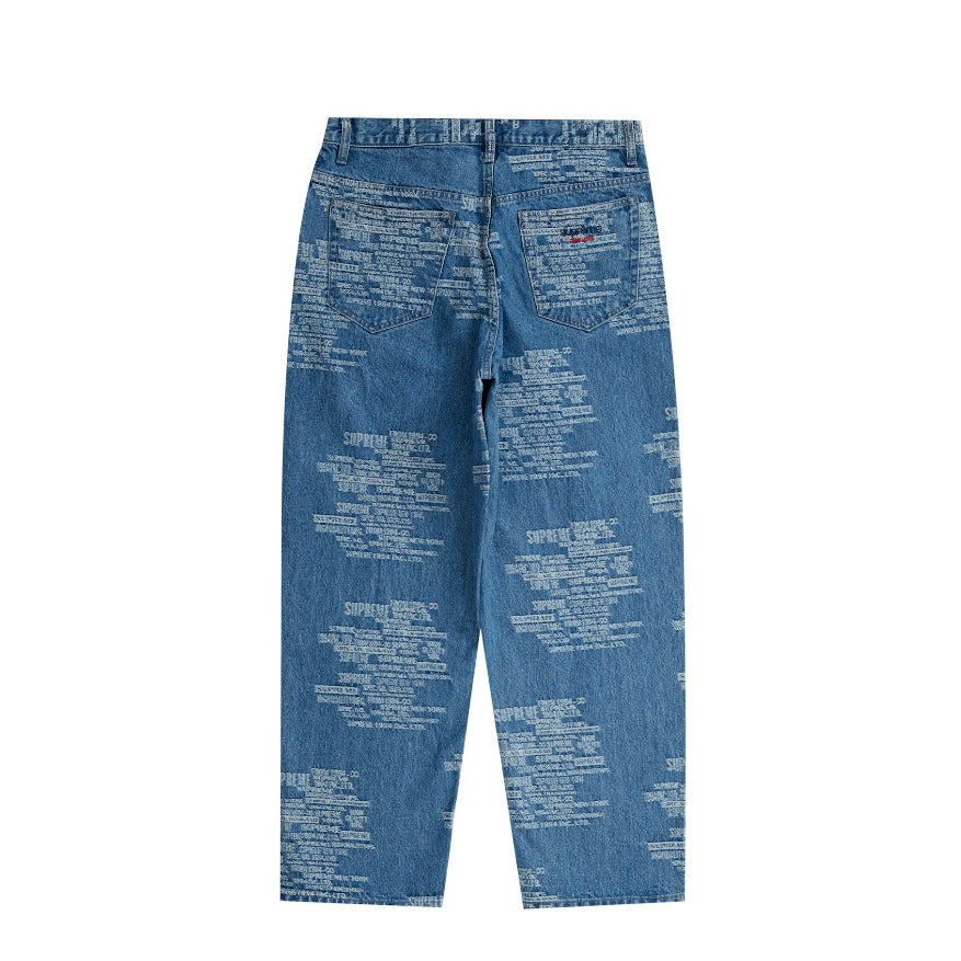 Supreme Trademark Jacquard Baggy Jean Washed Blue