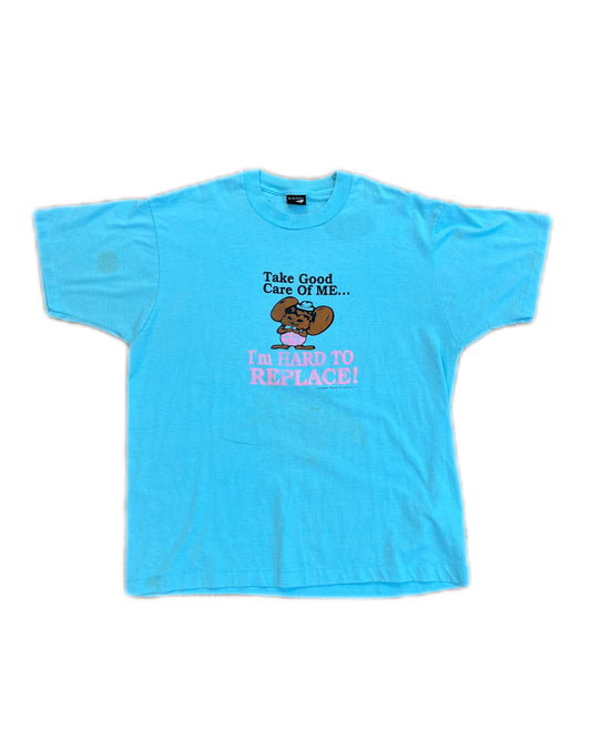 Take good care of me vintage tee light blue