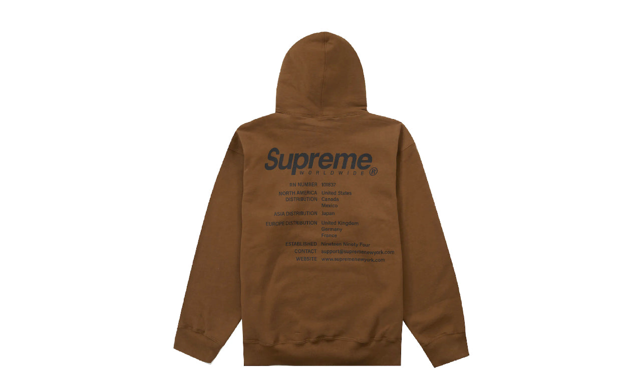 Supreme Worldwide Hooded Sweatshirt Olive Brown