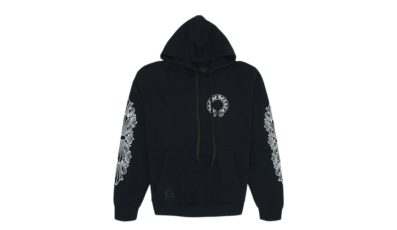 Chrome Hearts Horse Shoe Floral Hoodie Black