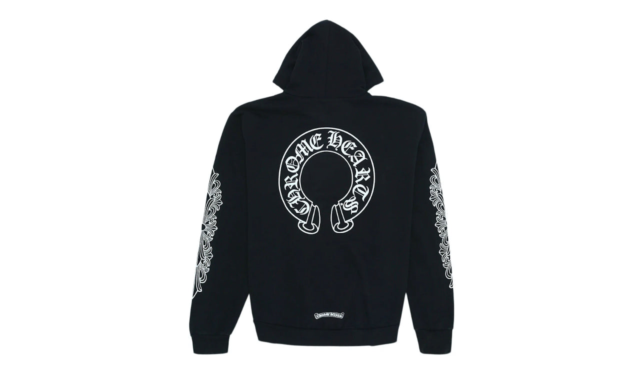 Chrome Hearts Horse Shoe Floral Hoodie Black