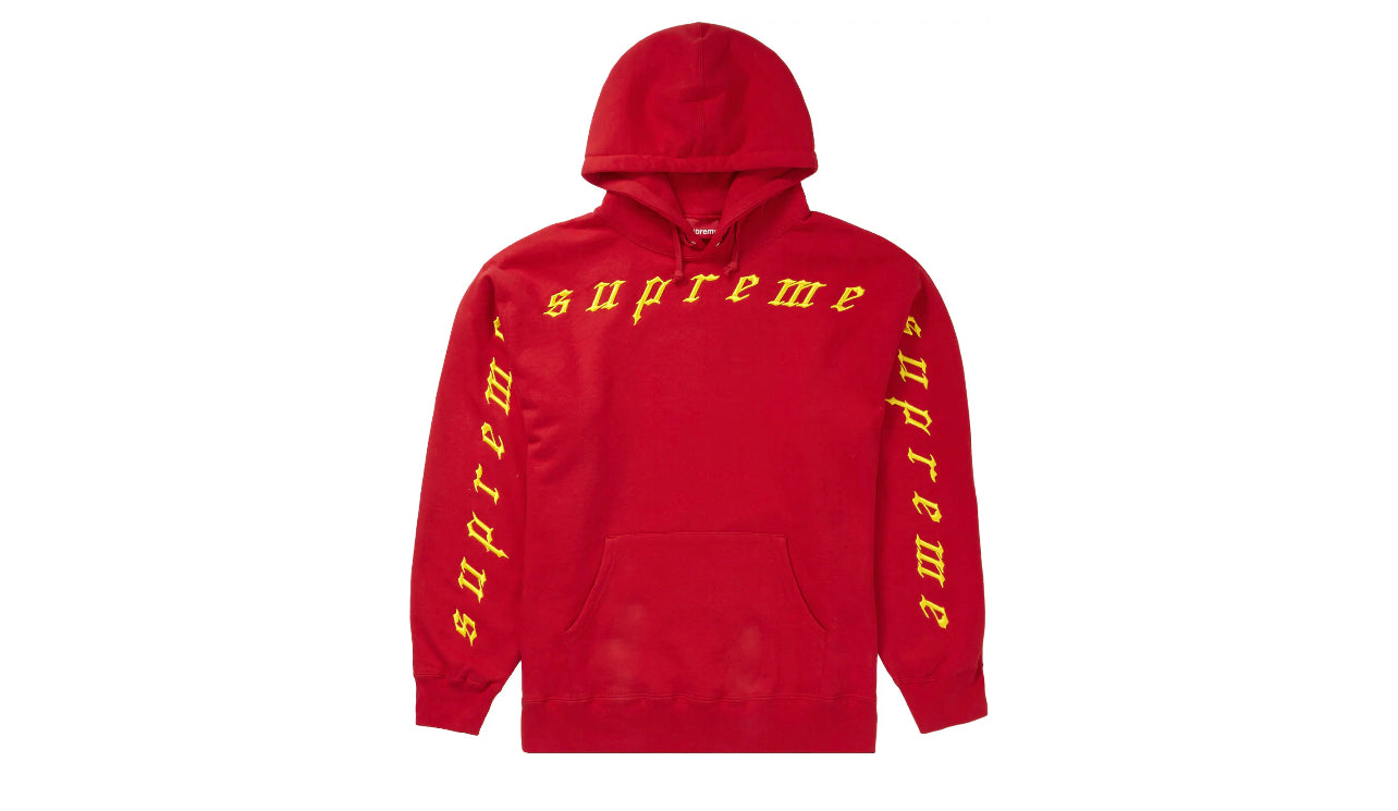 Supreme Raised Embroidery Hooded Sweatshirt Red – TG Sneaks LLC
