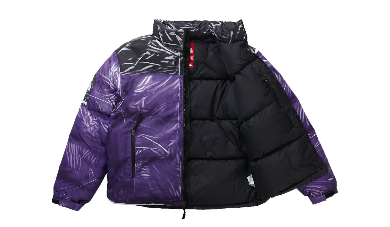 Supreme The North Face Printed Nuptse Trompe L’oeil Jacket Purple