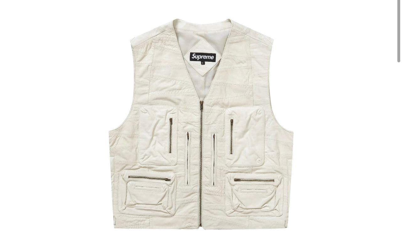 Supreme Patchwork Leather Cargo Vest White