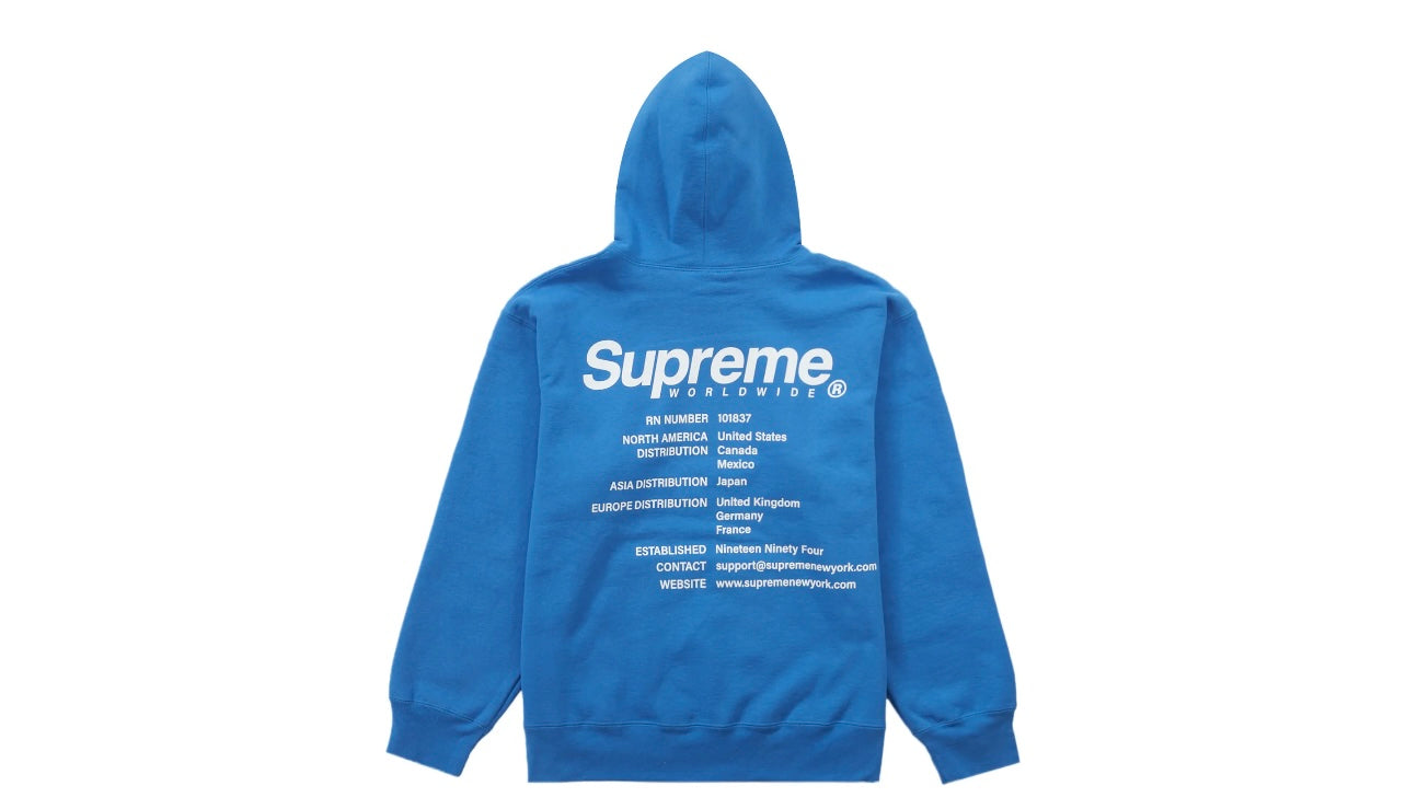 Supreme Worldwide Hooded Sweatshirt Blue