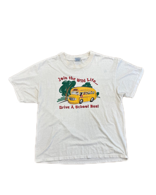 School Bus Vintage Tee White