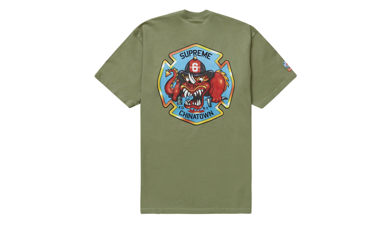 Supreme FDNY Engine 9 Tee Light Olive