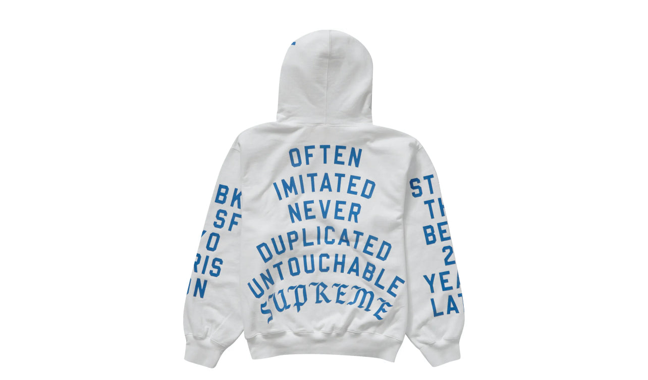 Supreme Team Flocked Hooded Sweatshirt White