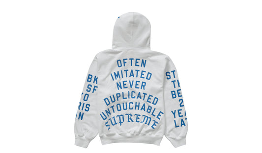 Supreme Team Flocked Hooded Sweatshirt White