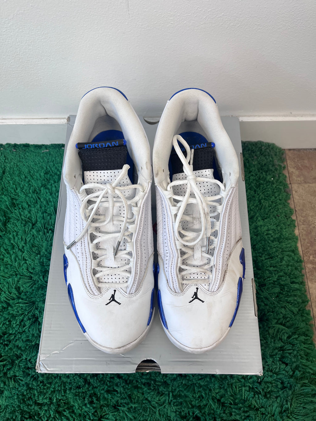 USED Jordan 14 Retro White Hyper Royal