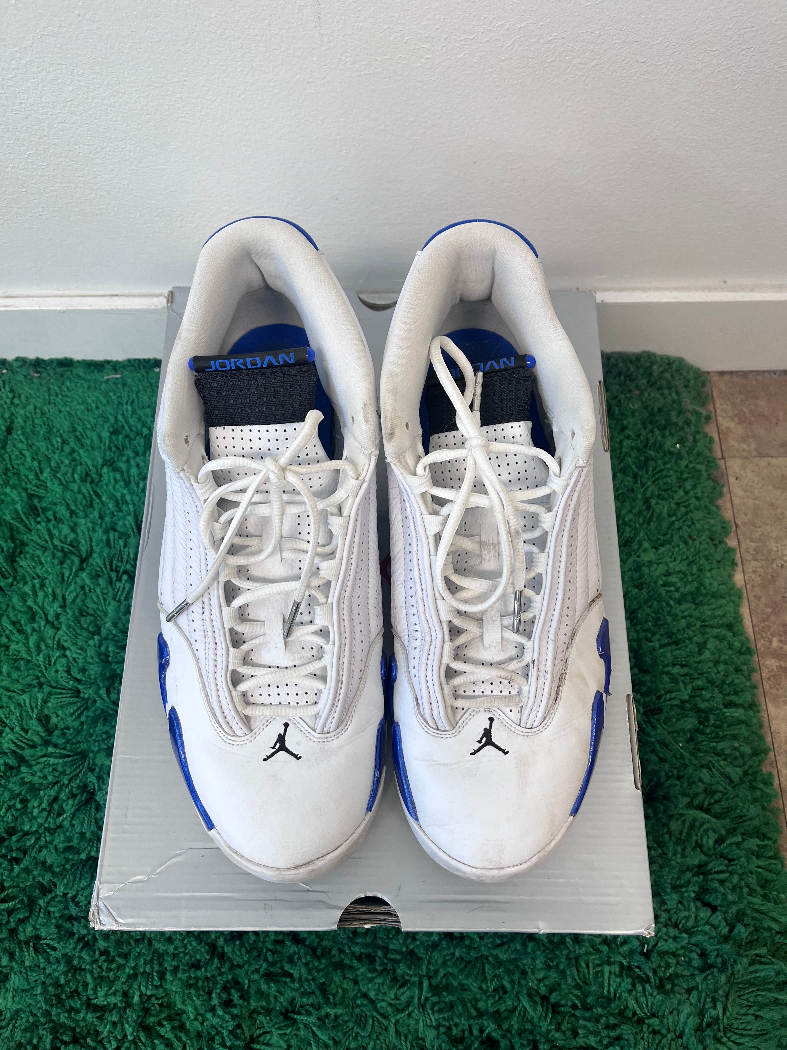USED Jordan 14 Retro White Hyper Royal