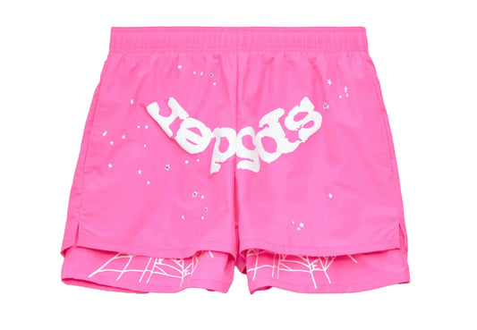 SP5DER OG Web Double Layer Shorts Pink