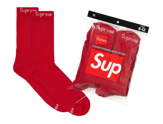 Supreme Hanes Crew Socks Red (4 Pack)