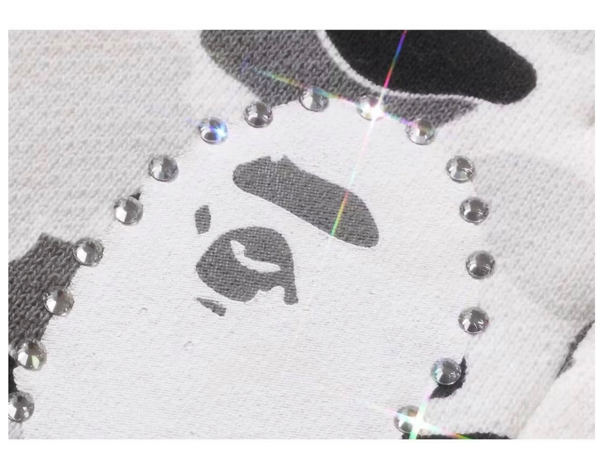 BAPE ABC Camo Crystal Stone Sweatpants White