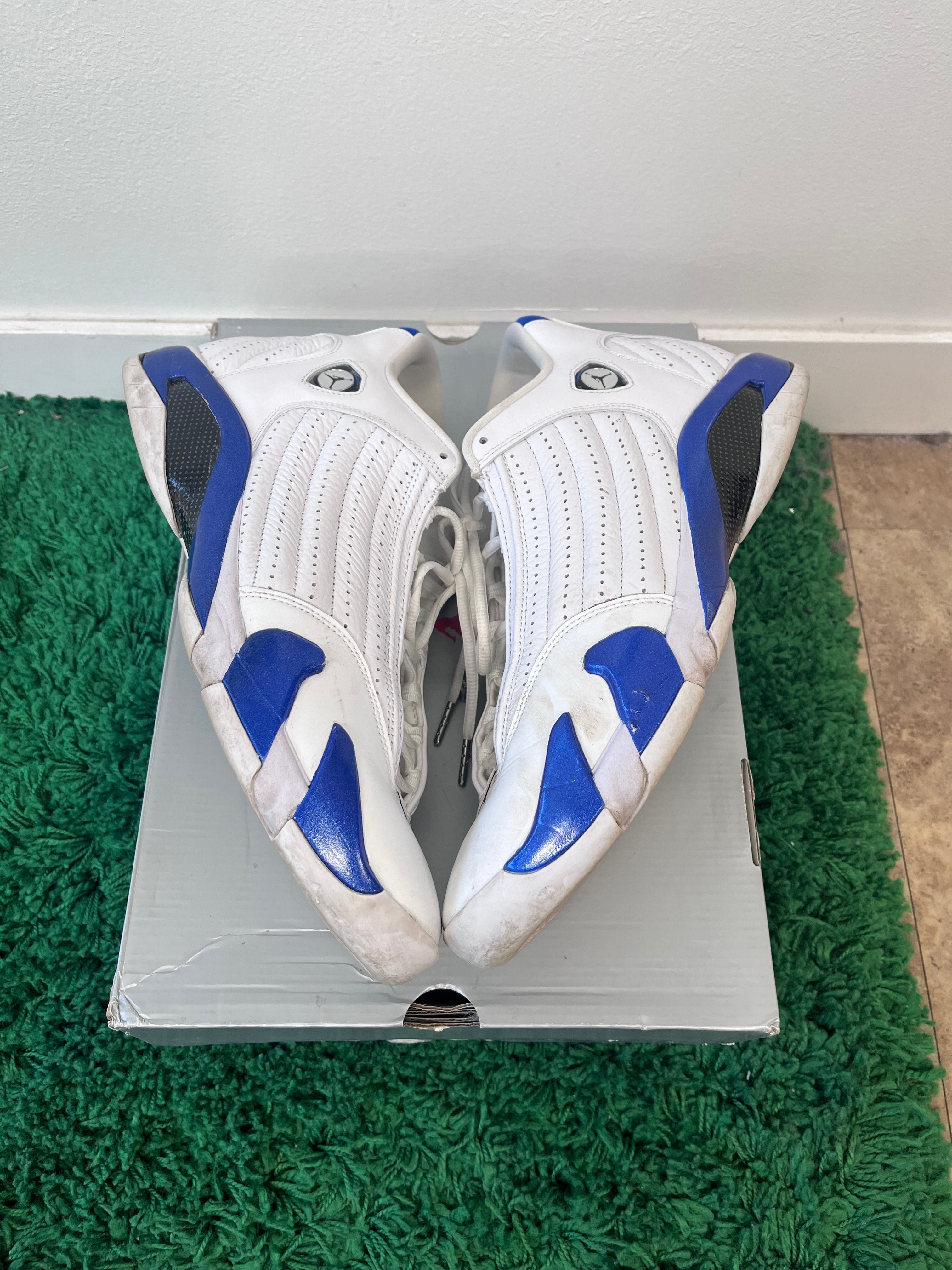 USED Jordan 14 Retro White Hyper Royal