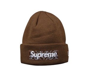 Supreme × New Era Bandana Box Logo Beanie FW19 Dark Brown