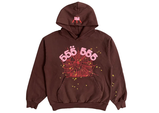 Sp5der Angel Number Hoodie Brown