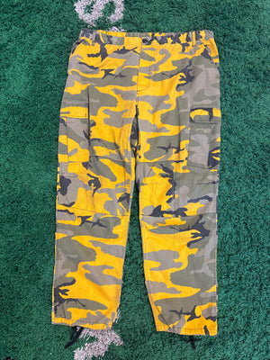 vintage yellow camo pants